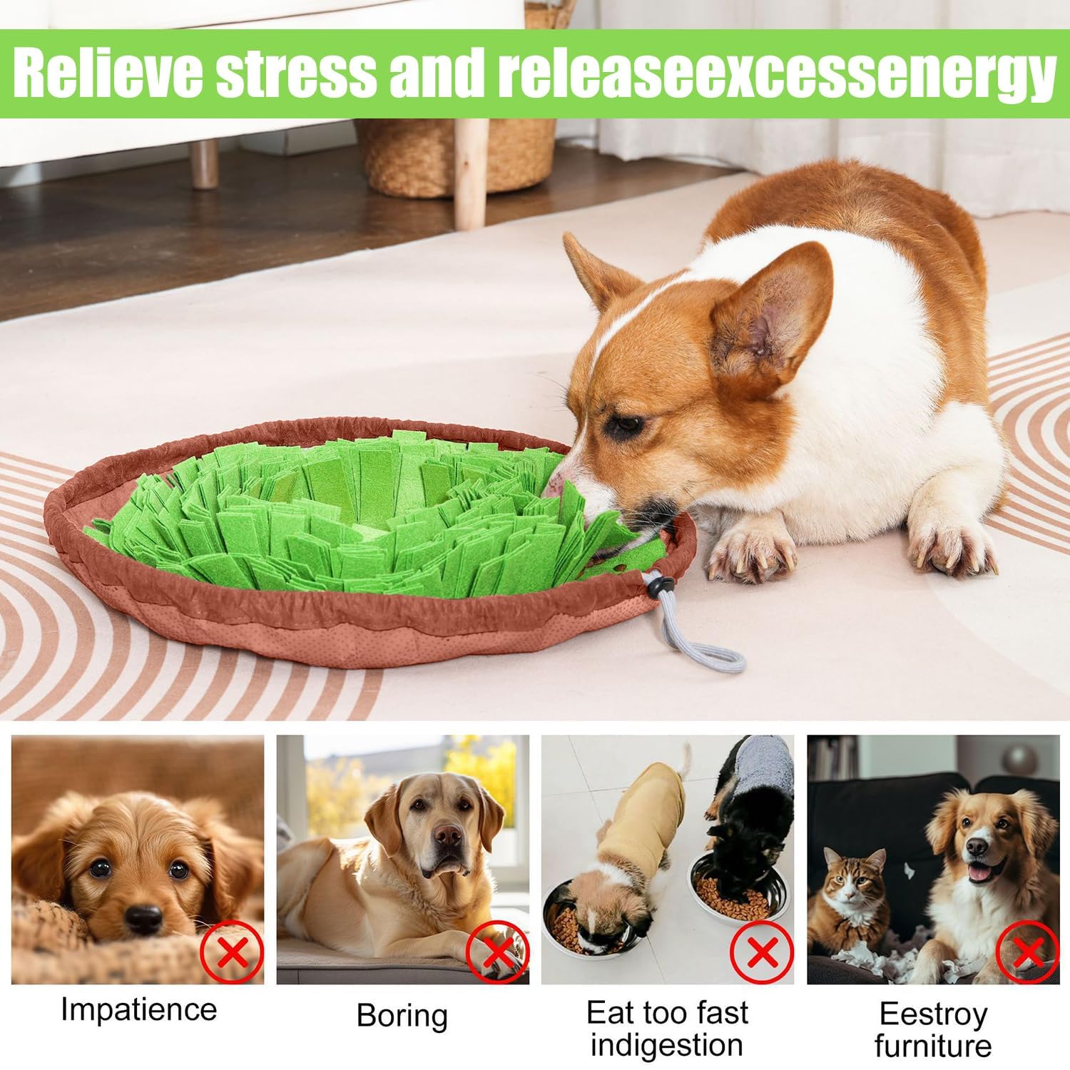 Tappetino per annusare i cani - Coperta olfattiva interattiva antistress per l'addestramento e i giochi educativi, tappetino per cuccioli e cani adulti, lavabile e antiscivolo