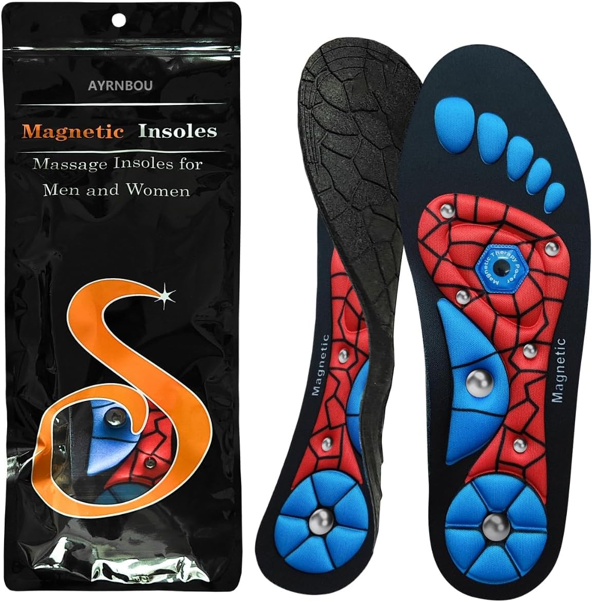 Magnetic Acupressure Insoles,Orthopedic Insoles,Relieve Tired can be Used by Both Men and Women (Red, M-US(9.5-10.5))