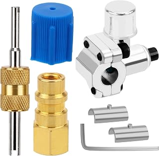 7pcs A/C Retrofit Valve Kit, R12 to R134A Low Side Conversion Adapter BPV31 Bullet Piercing Valve Set for HVAC Refrigerant System R12 R22 R502 R134A