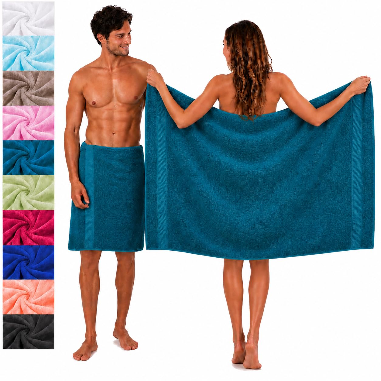 Betz Lot de 2 Serviettes à Sauna Palermo 100% Coton 80x200cm Couleur petrole
