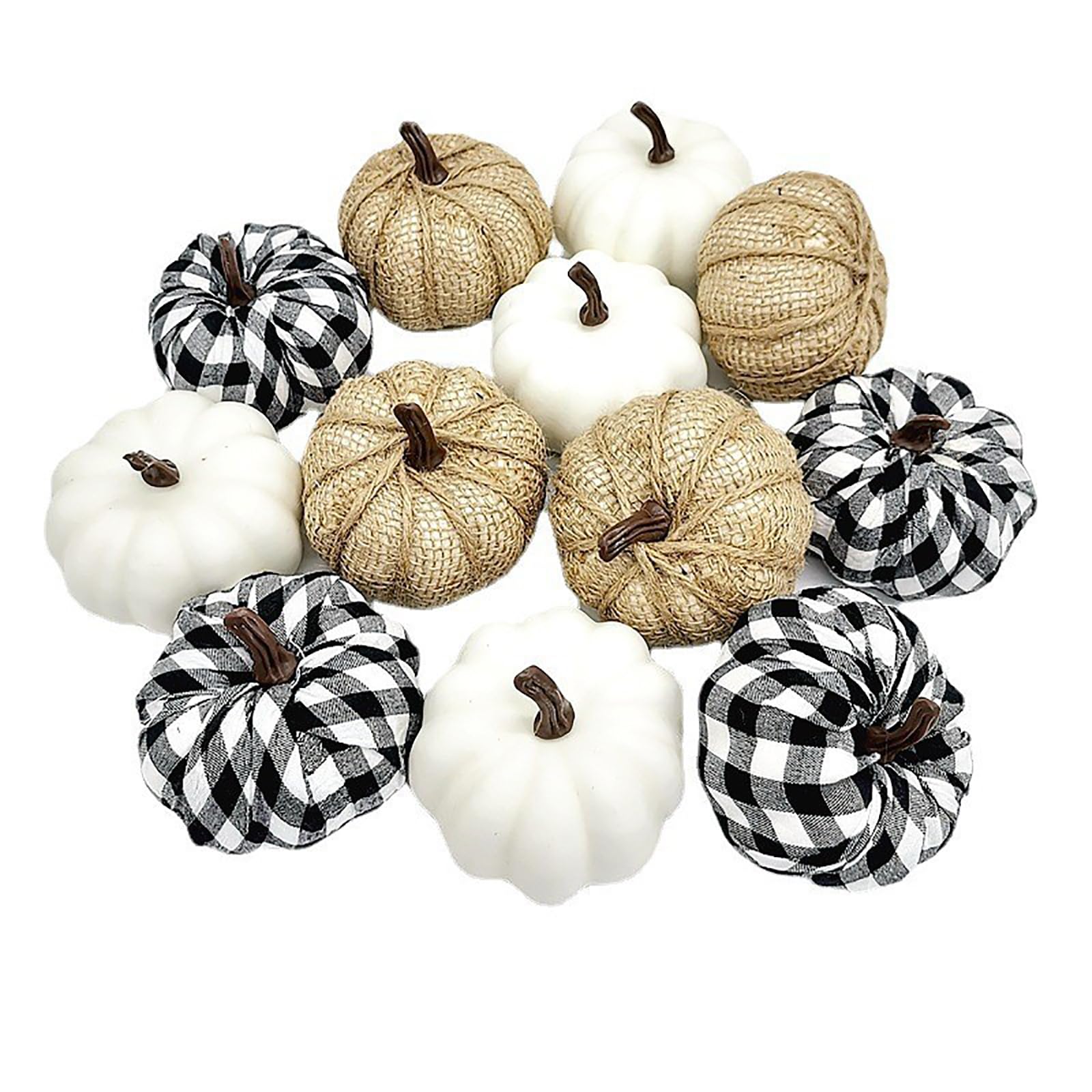 12pcs Mixed Artificial Pumpkins for Harvest Autumn Season Halloween Thanksgiving Holiday Decoration and Display