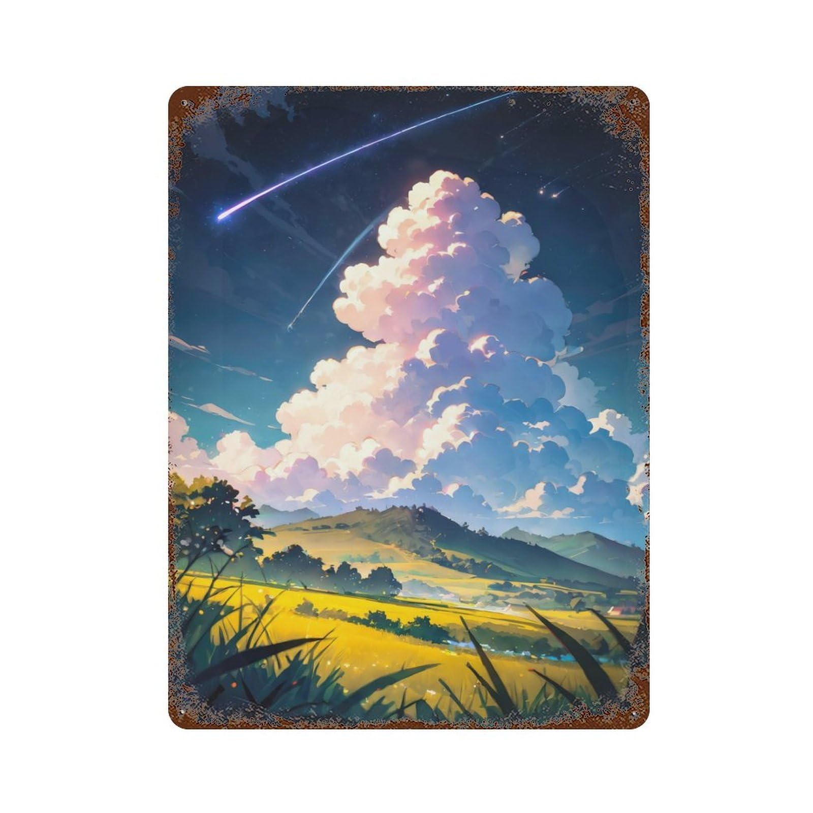 Tranquil Meadow Decorative Tin Sign 15.7"x11.8", Retro Wall Decor for Living Room, Hallway And Home Decor
