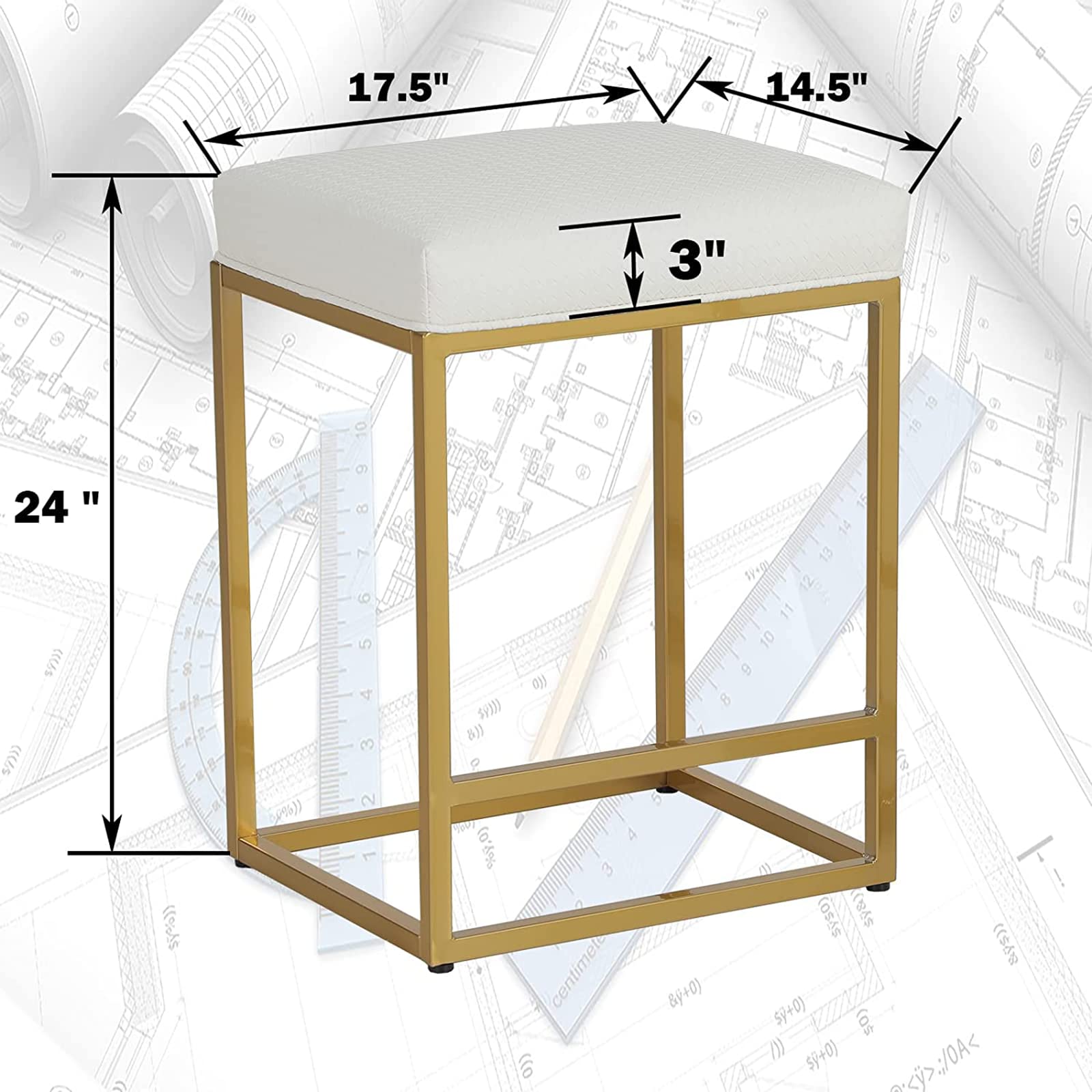 ALPHA HOME Bar Stools Set of 2, Metal Counter Height Bar Stools, 24