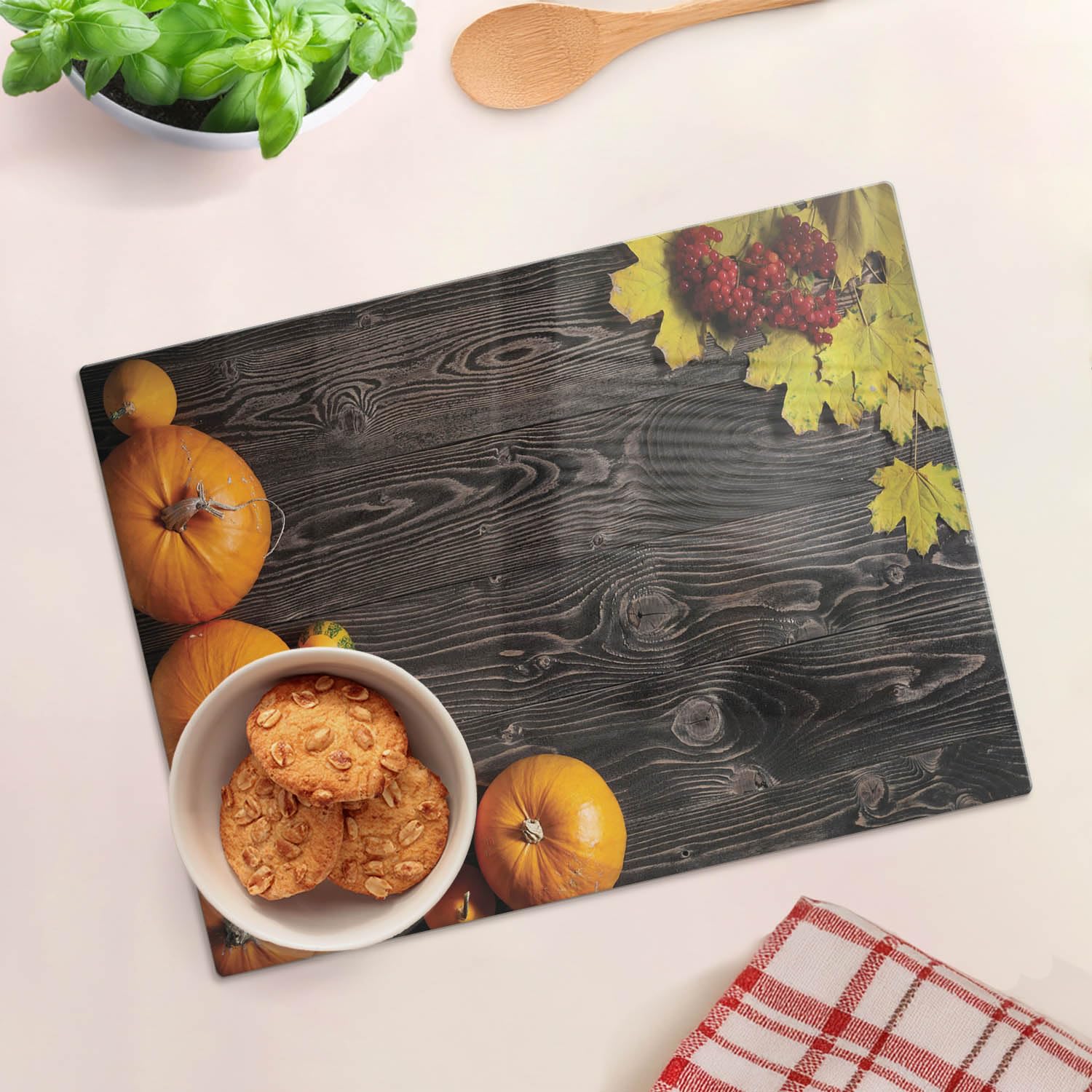 Cristal para cortar en la cocina 40x30 cm Calabazas de madera