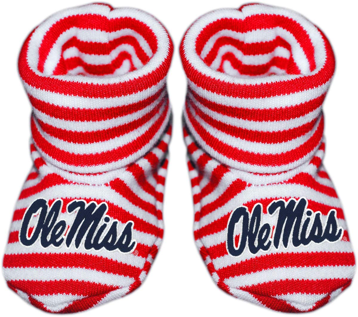Creative Knitwear University of Mississippi Ole Miss Newborn Baby Striped Bootie Sock