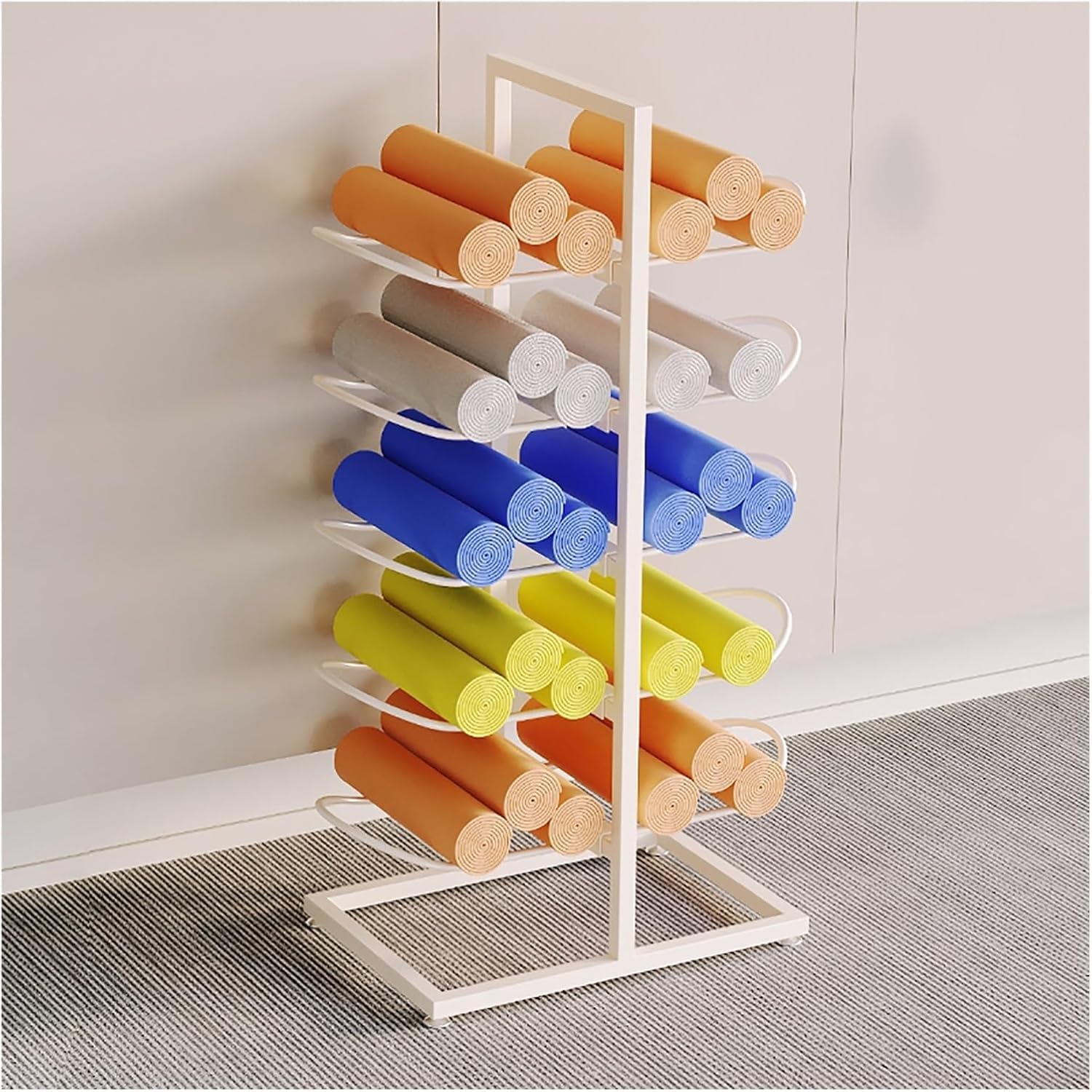 Soporte para esterillas de yoga y pesas: el organizador perfecto para tu rincón de fitness