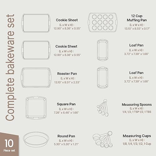 Miniatura 10 de Bakken Swiss - Juego de utensilios para hornear, 6 piezas, apilables, de lujo, antiadherentes, para cocina profesional y casera, acero al carbono,