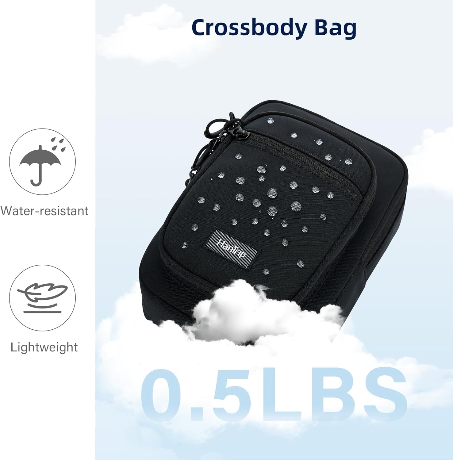 Durable Crossbody Bag for Men and Women Adjustable Shoulder Sling Bag with Multiple Zipper Pockets Unisex Daypack - Image 8