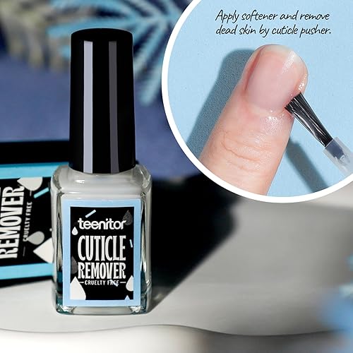 Miniatura 2 de Teenitor Removedor de suavizante de cutículas, aceite de cutícula, juego de herramientas para el cuidado de uñas con recortador de cutículas,