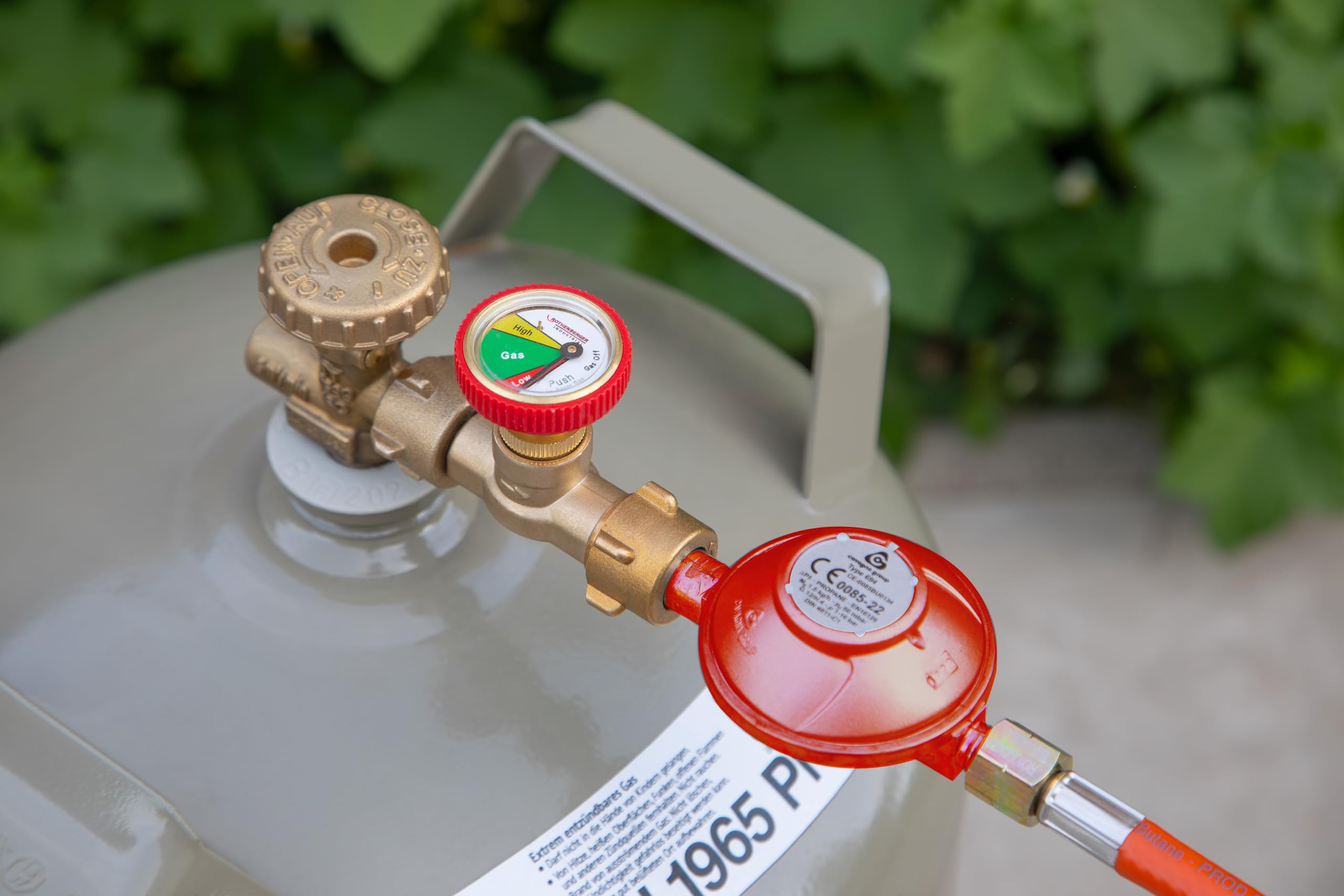 ROTHENBERGER Industrial Gas Off system bezpieczeństwa do butli z propanem, automatyczne wyłączanie, pokazuje poziom napełnienia gazu
