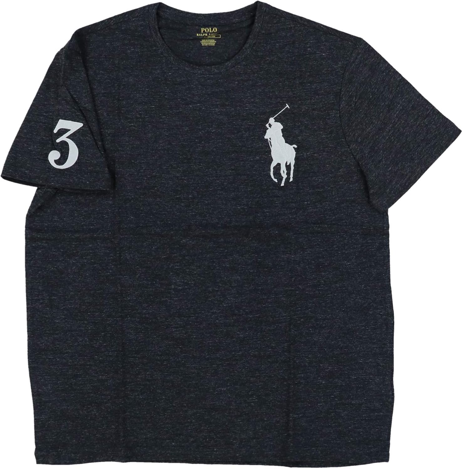 Polo Ralph Lauren Mens Crew Neck Big Pony T-Shirt (Small, Black Heather)