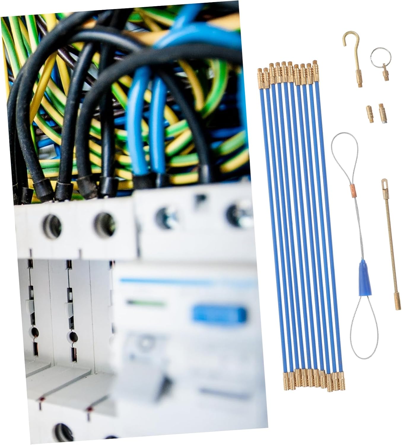 1set Fiberglass Fish Tape Wire Puller Flexible Electrical Cable Tool for Construction and Home Use Low Friction Design for Easy Navigation Through Conduits Kit