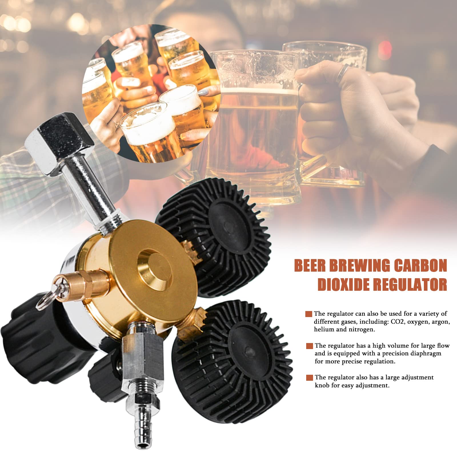 Reductor de presión regulador de presión CO2 dióxido de carbono reductor de presión Dual Manómetro W21.8 R134A A/C Regulador de presión para cerveza, dispensador de cerveza