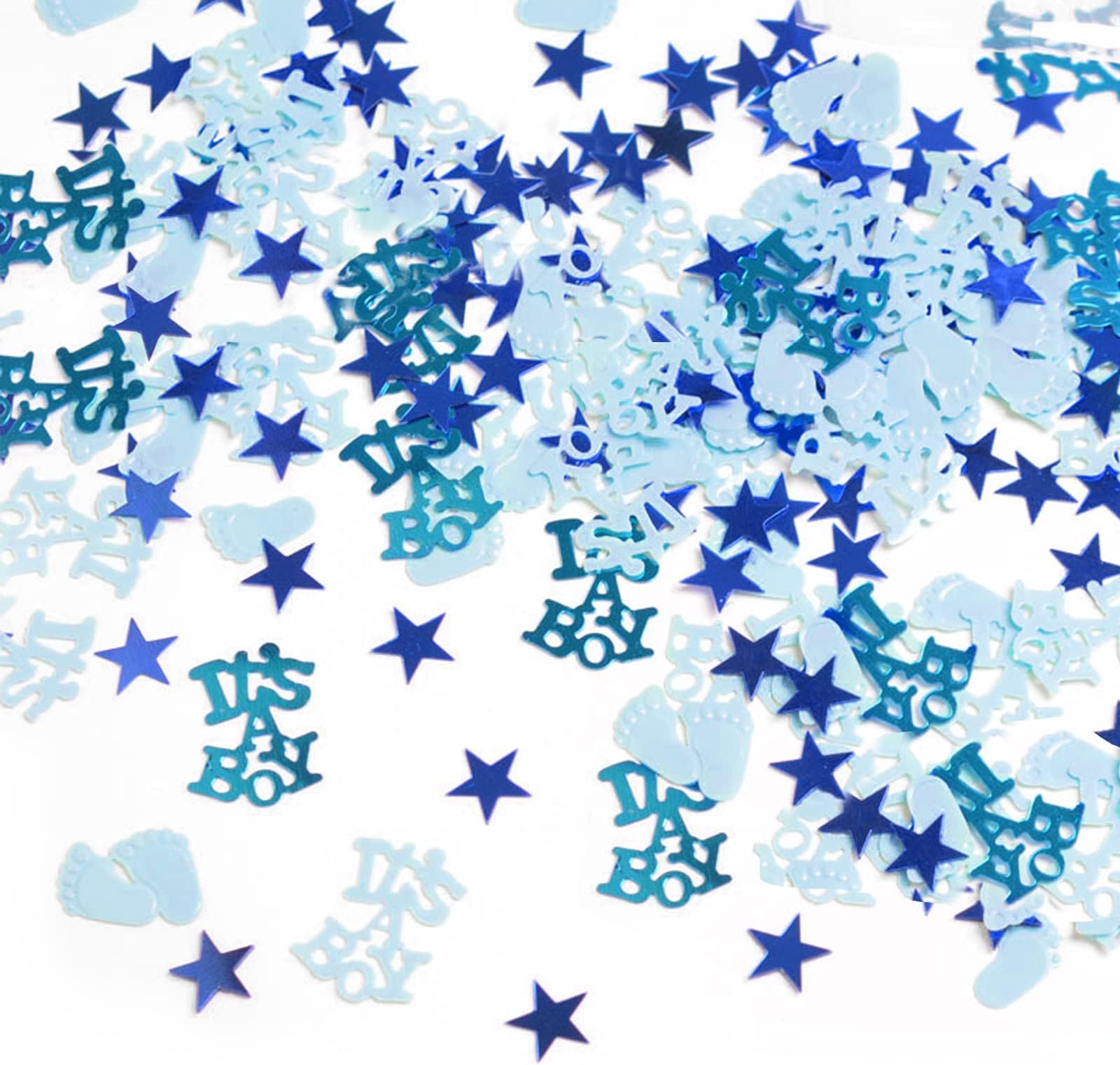 It's a Boy Table Sequins Blue Baby Footprint Star Table Confetti for Baby Shower Decorations Baby Birthday Party Supplies(1.6 oz/45 g)