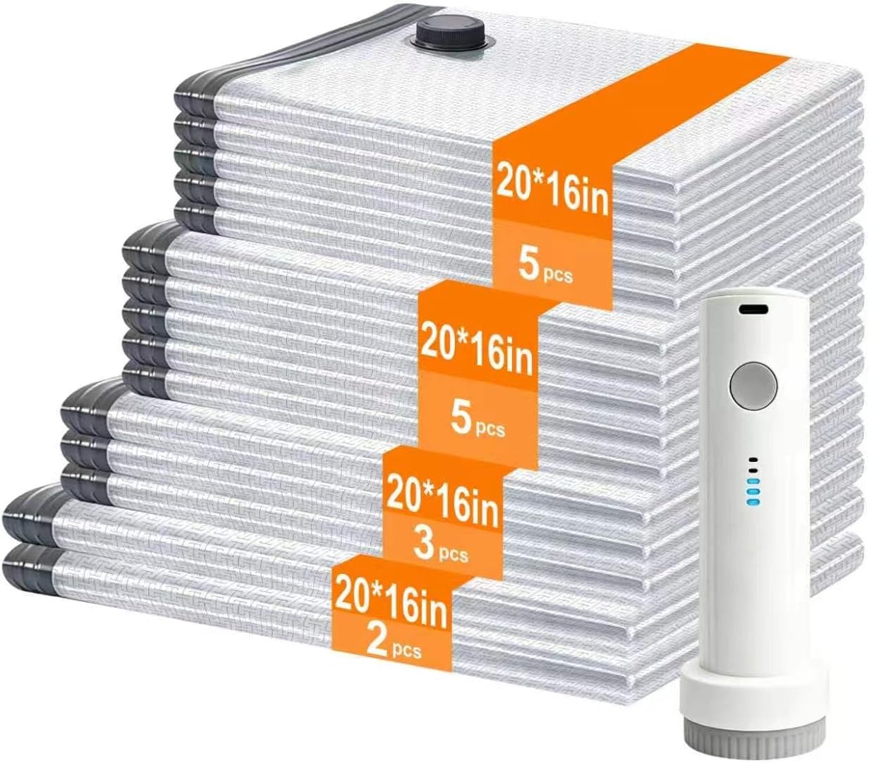 Space Saver Vacuum Storage Bags,Reusable Compression Bags with Electric Pump, 15 Pack 3 Sizes Airtight Seal Bag for Clothes,Comforters, Blankets,Travel Essentials,Closet Organizer for Home