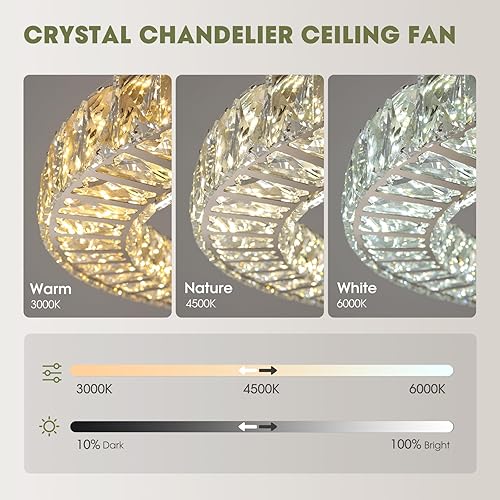 Miniatura 4 de LUDOMIDE Ventilador de techo de montaje empotrado con luz, ventilador de techo moderno de 22 pulgadas con cambio de color inteligente de 4 luces,