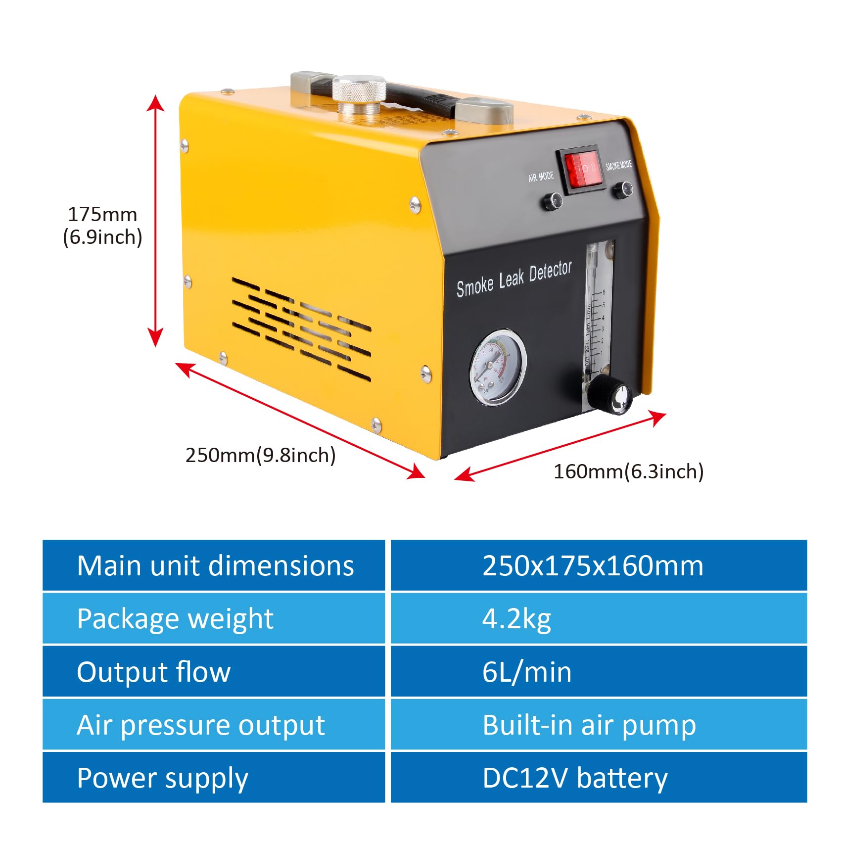 máquina de Humo Coche,Detector de Fugas EVAP 12V, detectar Fugas en el Sistema de Combustible del Coche para Motocicletas Barco