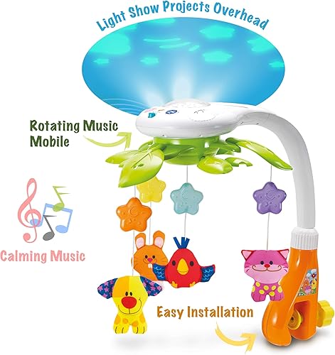 Miniatura 5 de KiddoLab Paquete Juguete musical iluminado de Lira's Caterpillar y proyector de techo estrellado para cuna móvil - Esenciales atractivos para la