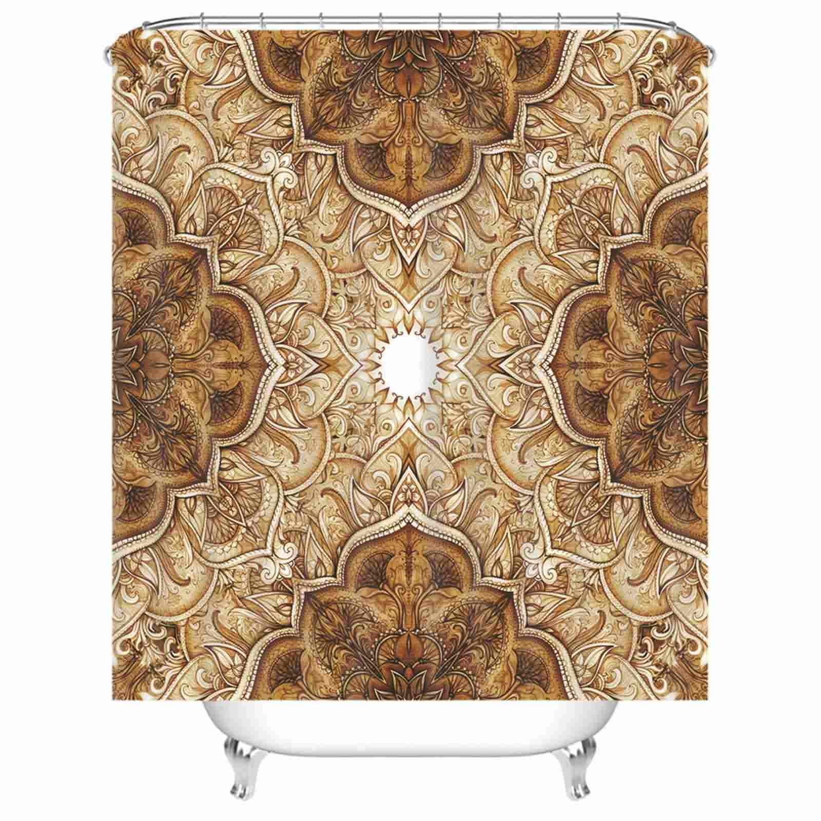 Rideau de douche fleurs marron 200x180cm rideau bain court