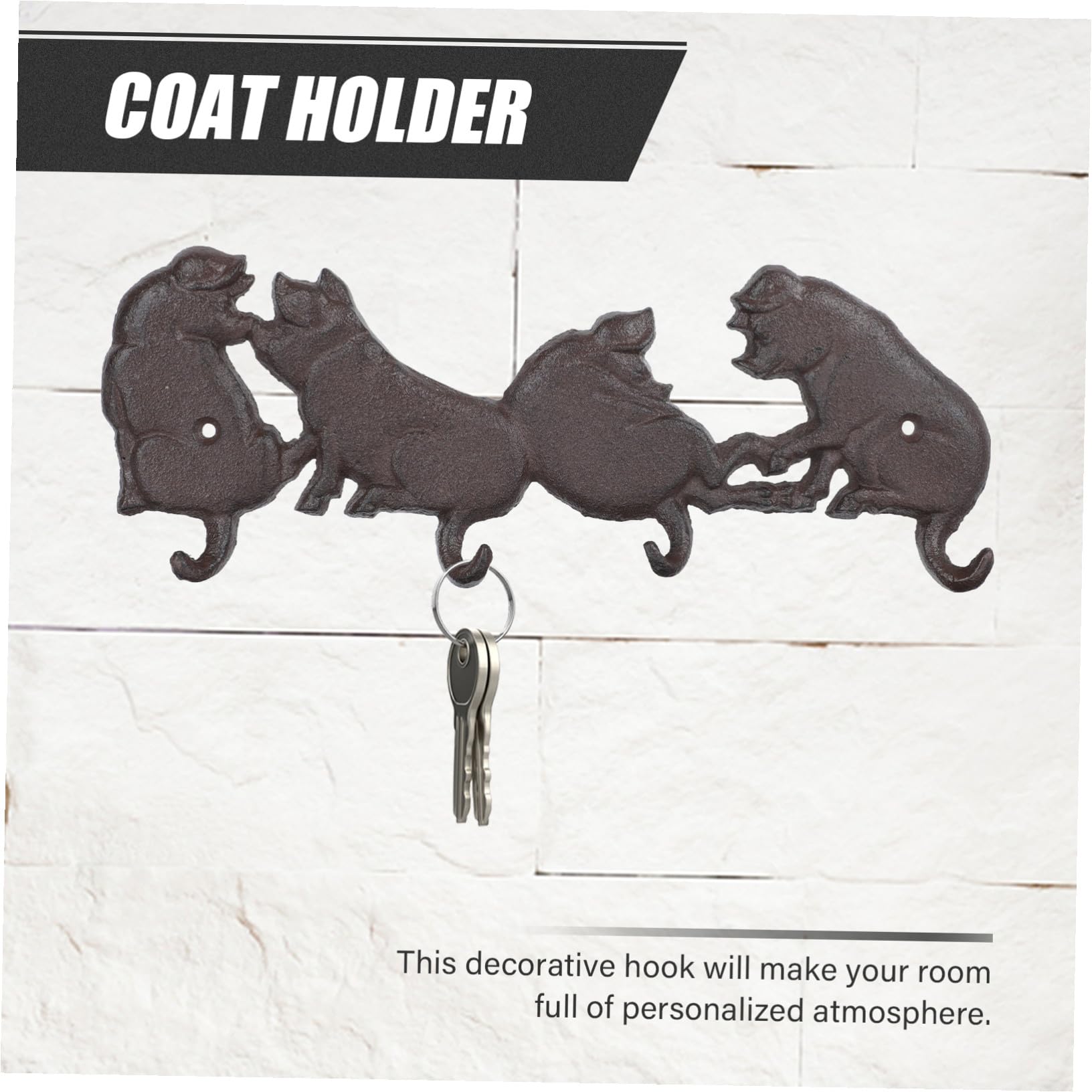 Toyvian Percha de Pared de Hierro Diseño de Cerdo Americano, Gancho Decorativo Práctico y Montado Pared para Colgar Ropa Parte Trasera Puerta