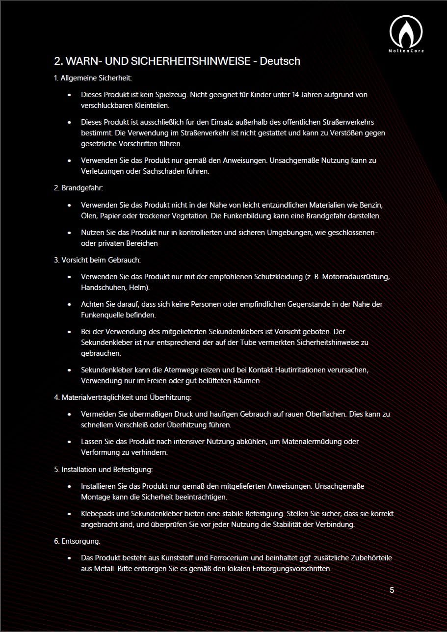 MoltenCore Core V5 Obsidian Feetslider Pack of 2 Flame Spark Plate Shoe Motorcycle Foot slider, Easy to Attach & Durable, for BMX