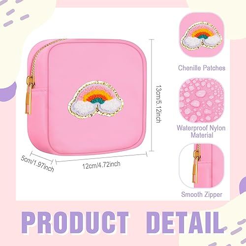 Miniatura 3 de Sumind Bolsa de maquillaje de parches de preppy a granel, bonita bolsa de regalo, bolsa de nailon para viajes, artículos de aseo cosméticos,