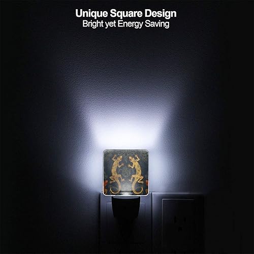 Miniatura 5 de WSOIHFEC Gecko - Luz nocturna con estampado de lagartos para enchufar a la pared, luces LED con sensor de atardecer a amanecer, lámpara de pared