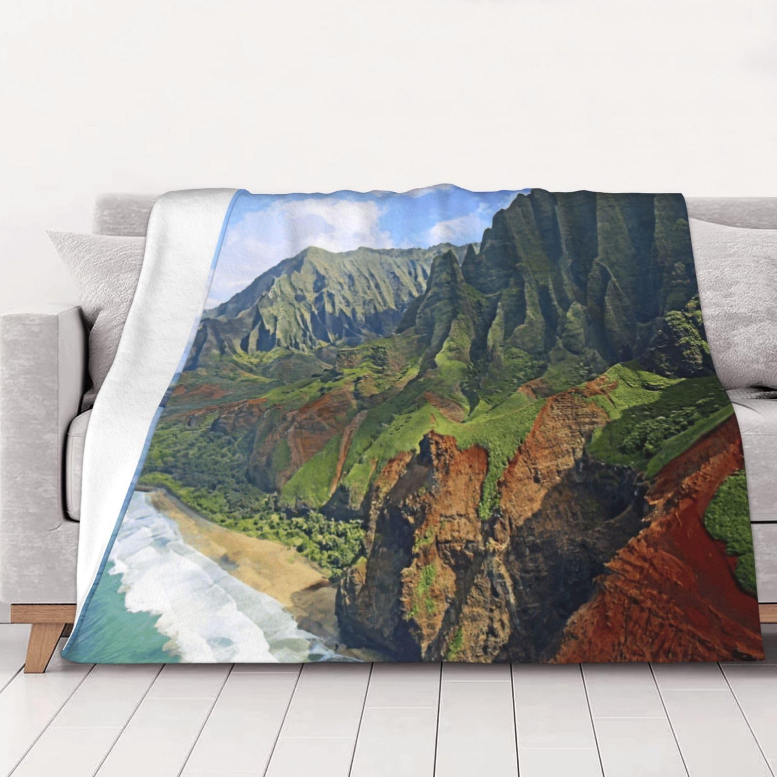 Couverture en flanelle Hawaï Kauai pour canapé : voyagez depuis votre salon toutes saisons