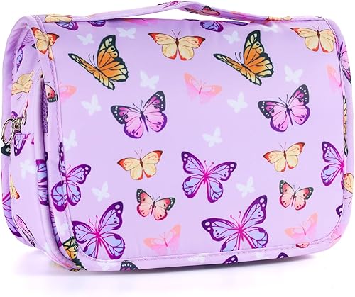 Neceser colgante para niños para niñas y niños, púrpura, ((Butterfly-Purple), Neceser colgante para niños para niñas