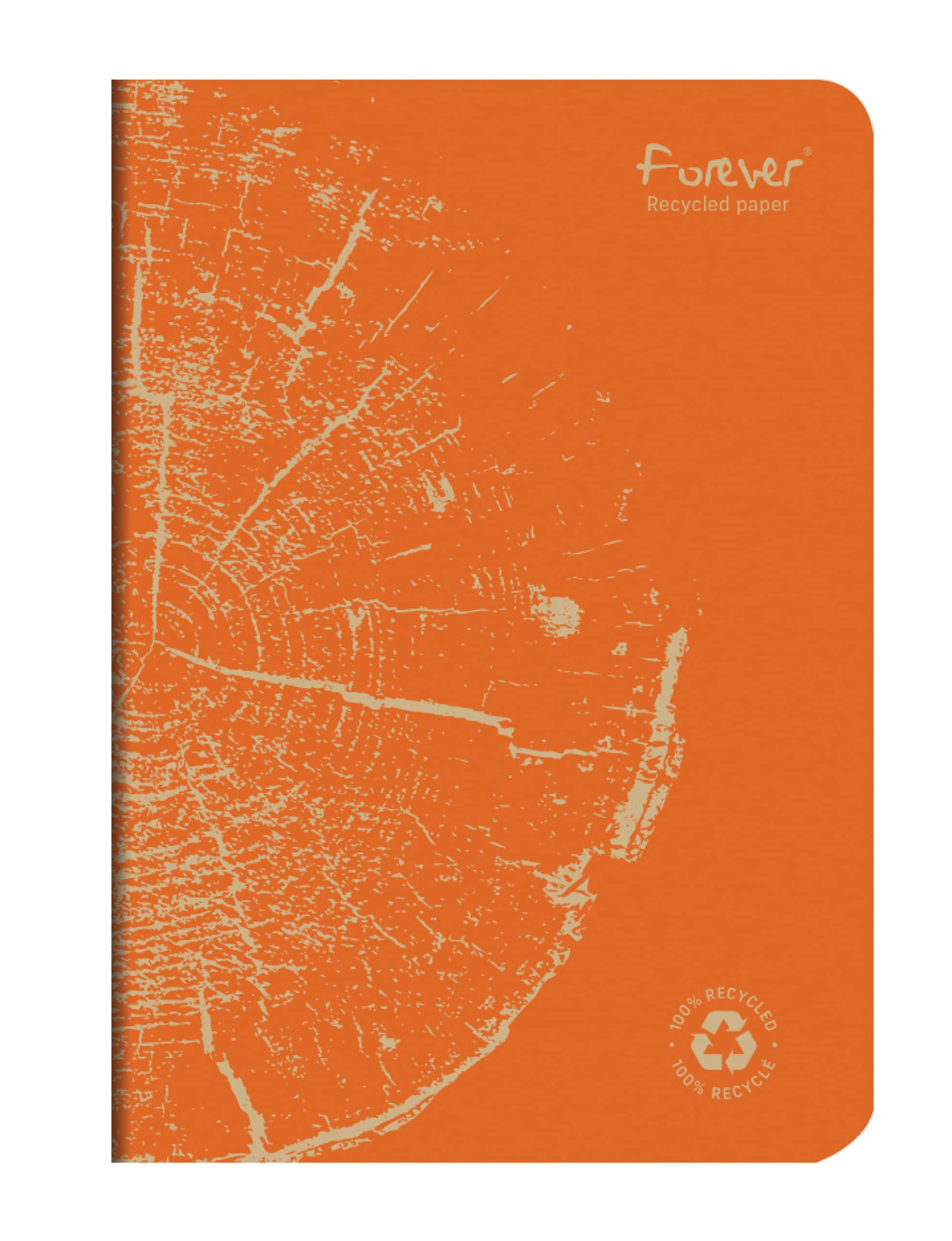 Clairefontaine 684865C A Notebook Collection Forever Stapled 100% Recycled Rust Orange - A5 14,8x21cm - 96 Lined Pages - White Paper 90g - Recycled Card Cover