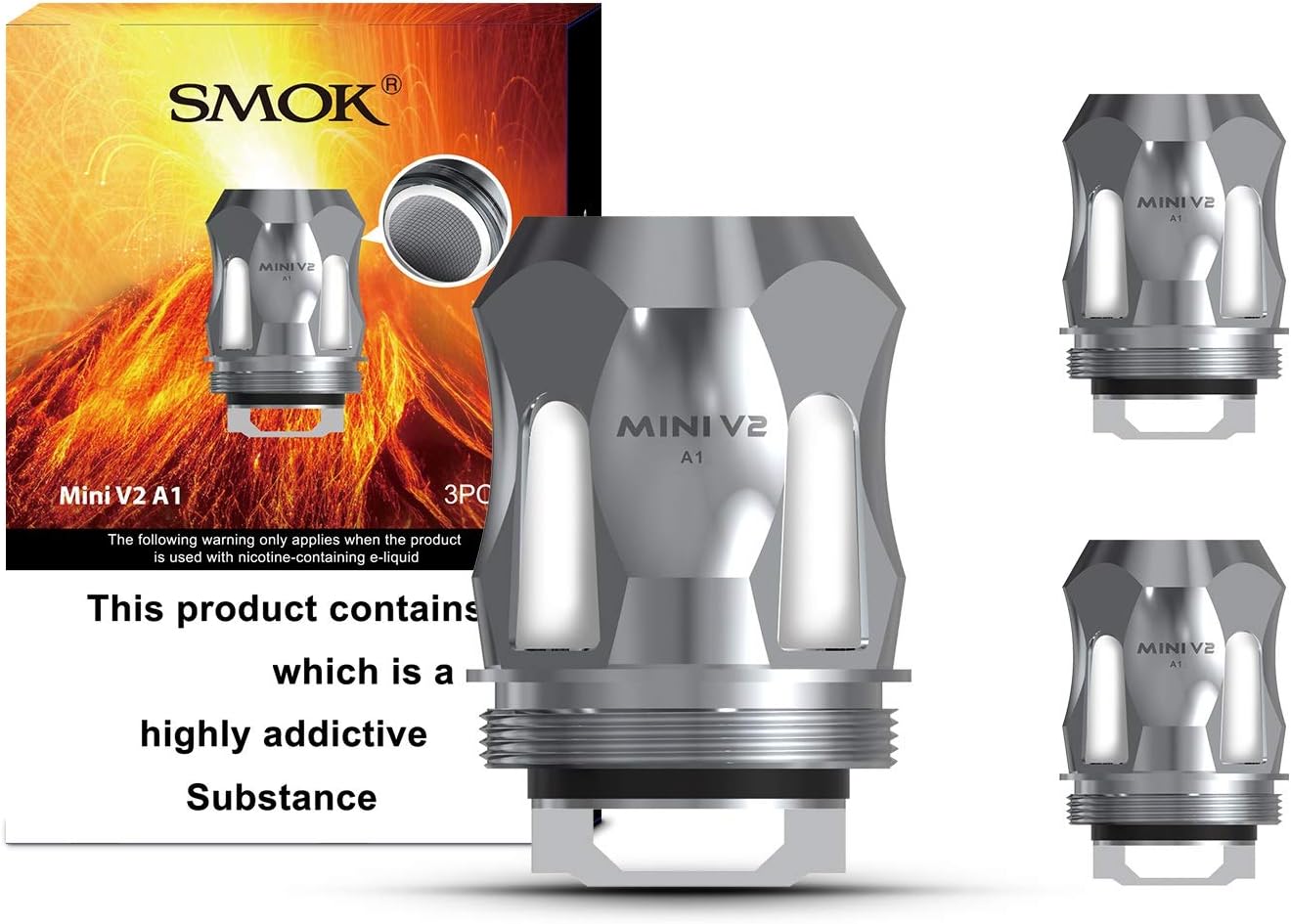 SMOK Baby V2 A1 Coils 0.17 Ohm [Pack of 3] - Single Mesh, Big Clouds, Rapid Heating, Replacement Coil For TFV8BabyV2/TFV8MiniV2/Species/RKiss/Morph2/StickV9 Kit, No Nicotine