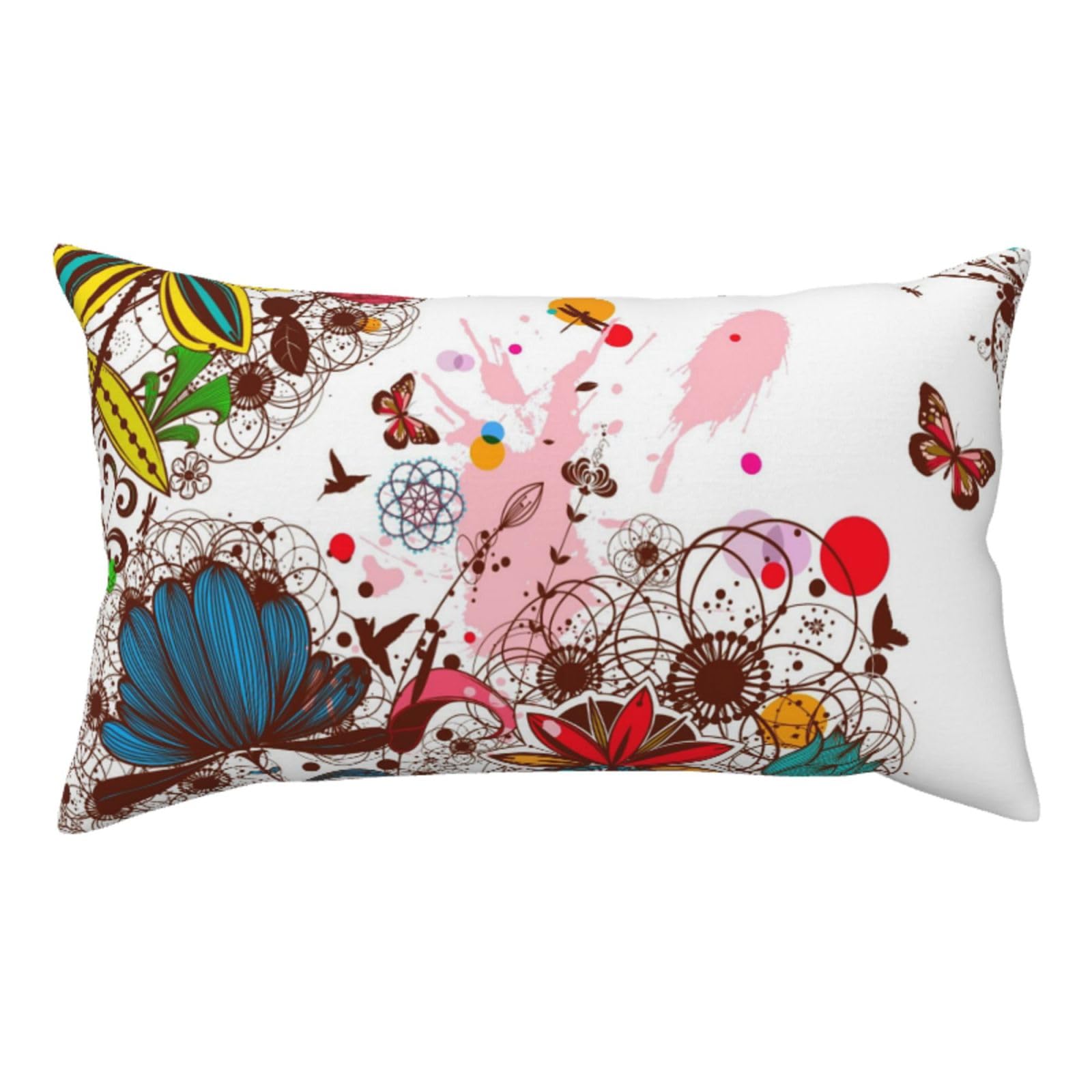 WSHFFILO Colorful Flower Butterfly printed Pillow Case 20x36in Corduroy Throw Pillow Cover