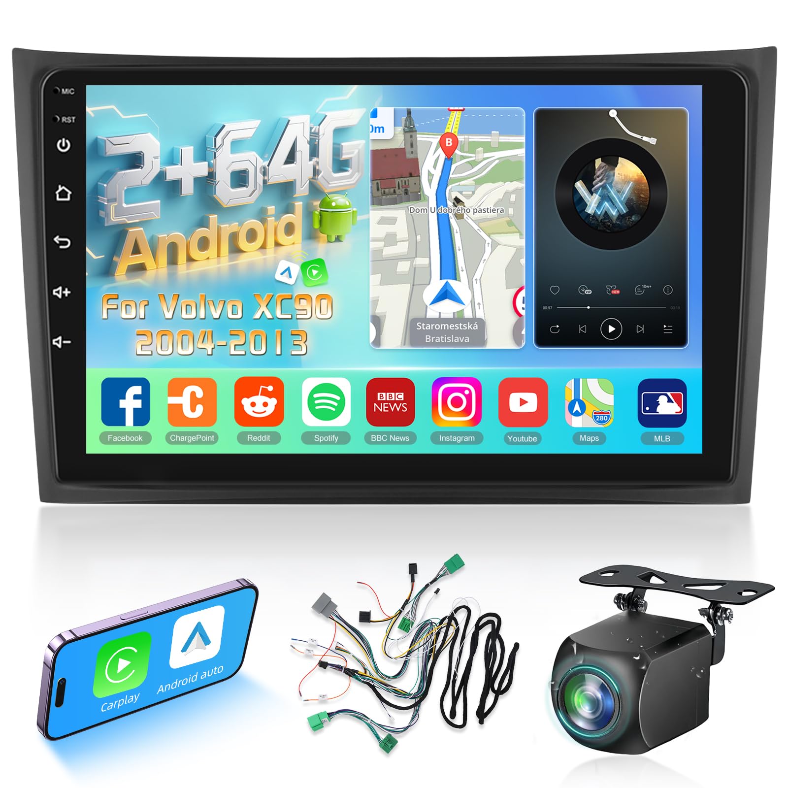 Photo 1 of [2G+64G] Radio for Volvo XC90 2004-2013, 10.1 inch Android Touch Screen Volvo XC90 Car Stereo, Carplay/Android Auto/EQ Audio/1080P/SWC/Bluetooth