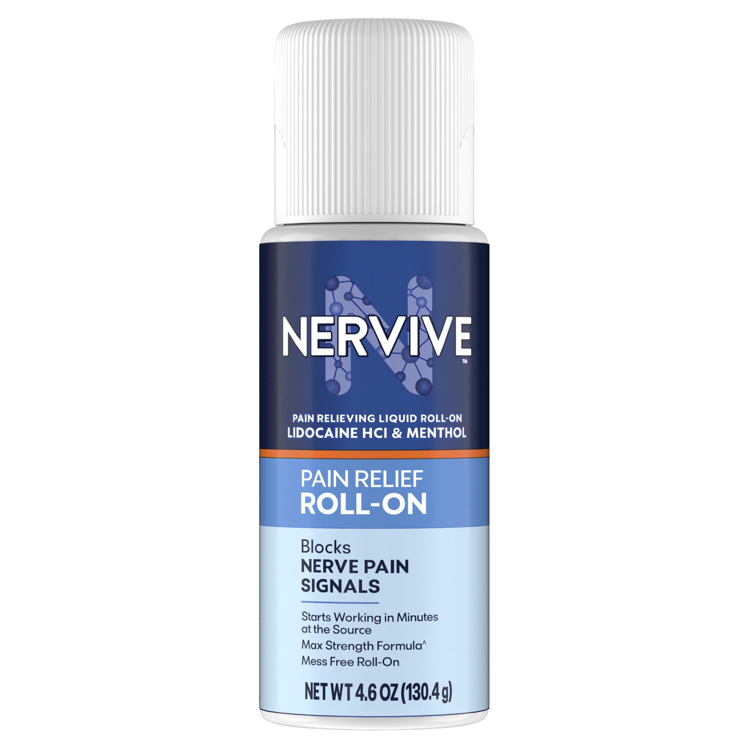 Nervive Pain Relieving Roll On, Lidocaine Roll On, Nervive Pain Relief, Lidocaine Topical, Foot Pain, Leg Pain, Hand Pain, Max Strength Formula, 4.6oz