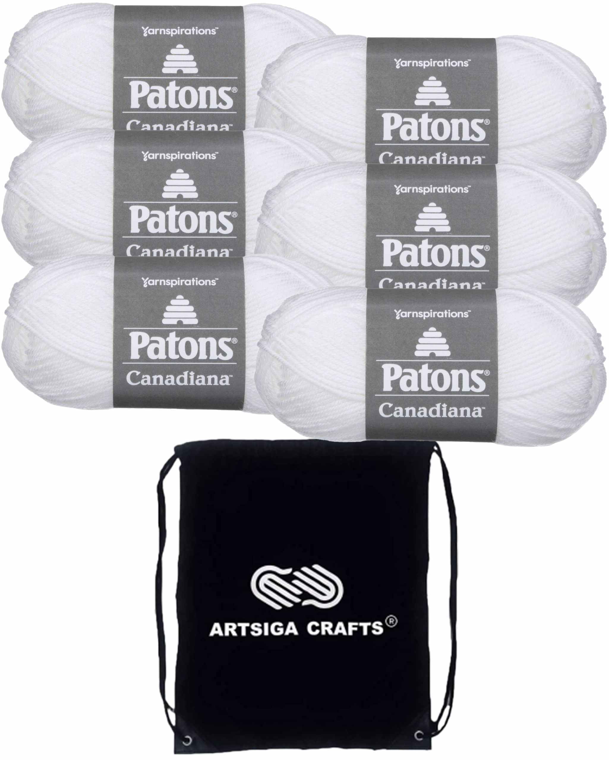 Patons Canadiana Yarn 6-Pack - White 100% Acrylic Medium Weight For Knitting & Crochet