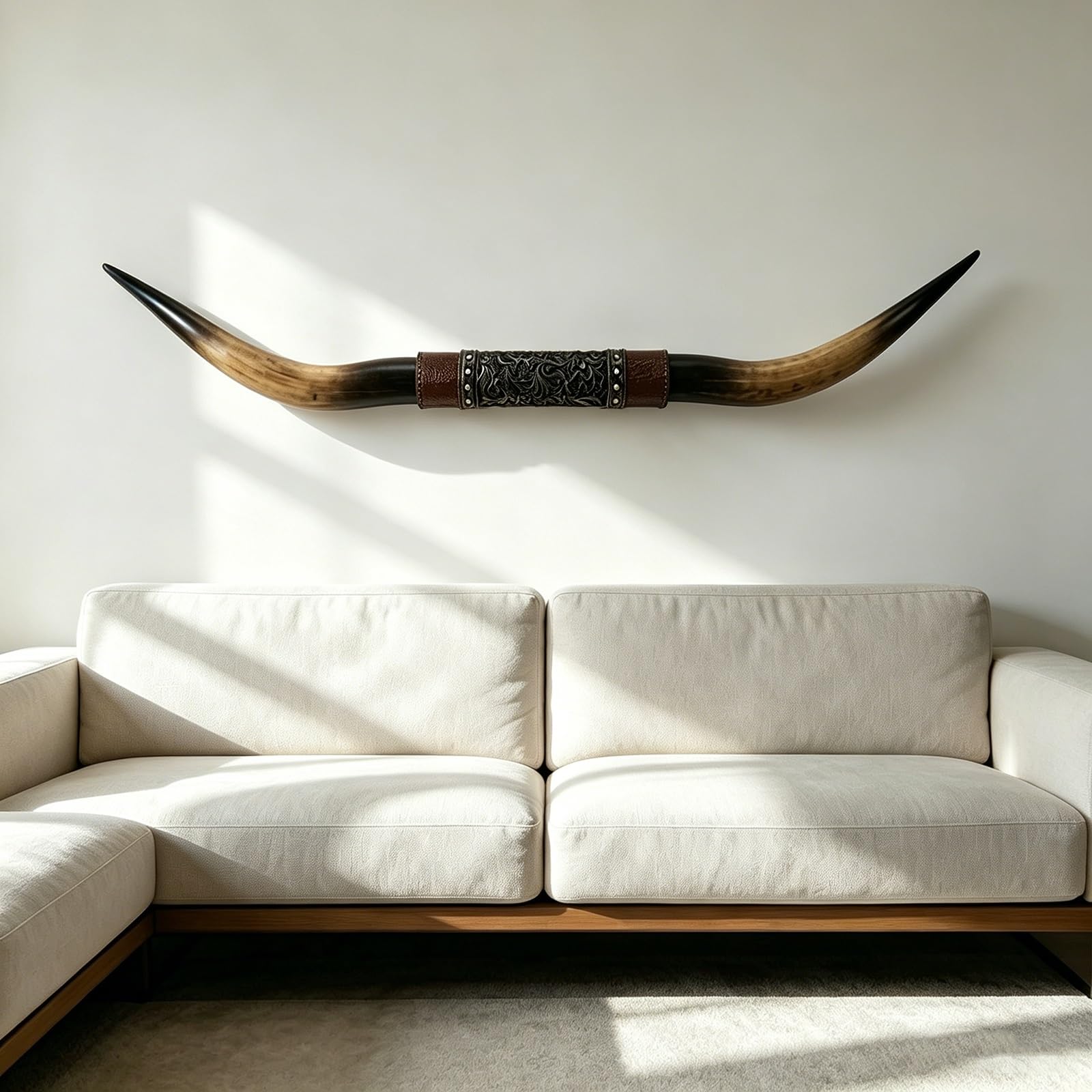 ZCQMSCWW Faux Taxidermy Longhorn Skull Wall Art, Resin Long Horn Bull Horns Decor, Large Decoration for Living Room Office, Brown & Black Western Rustic Hanging Ornament(New Black Horn)