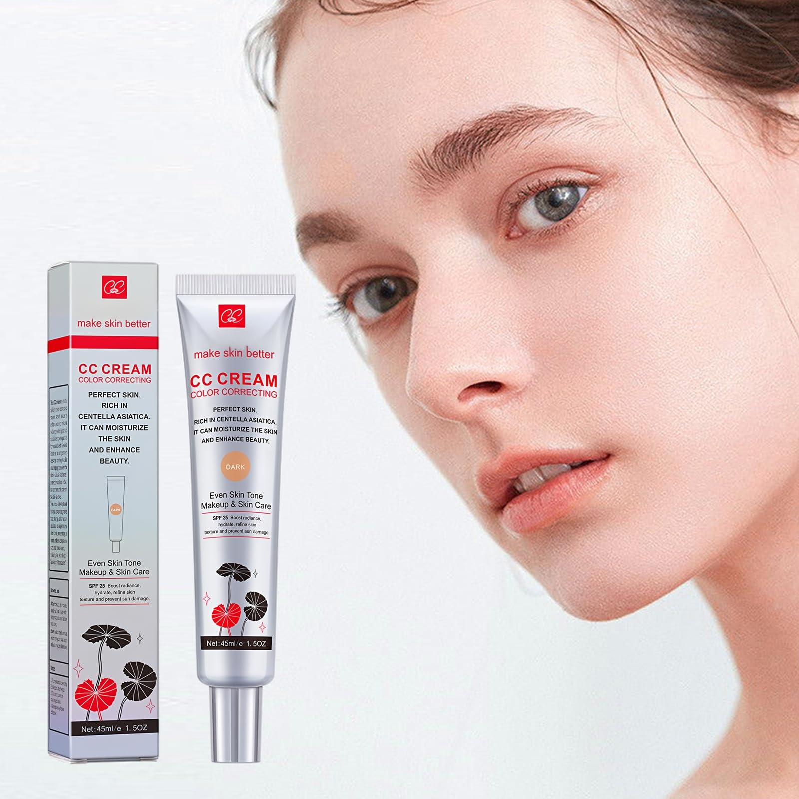 Centella Asiatica CC-Creme, CC Cream Fluid podkład do zakrywania niedoskonałości skóry, LSF 25+, do dostosowania kolorytu skóry, pełne pokrycie, korektor kolorów makijażu