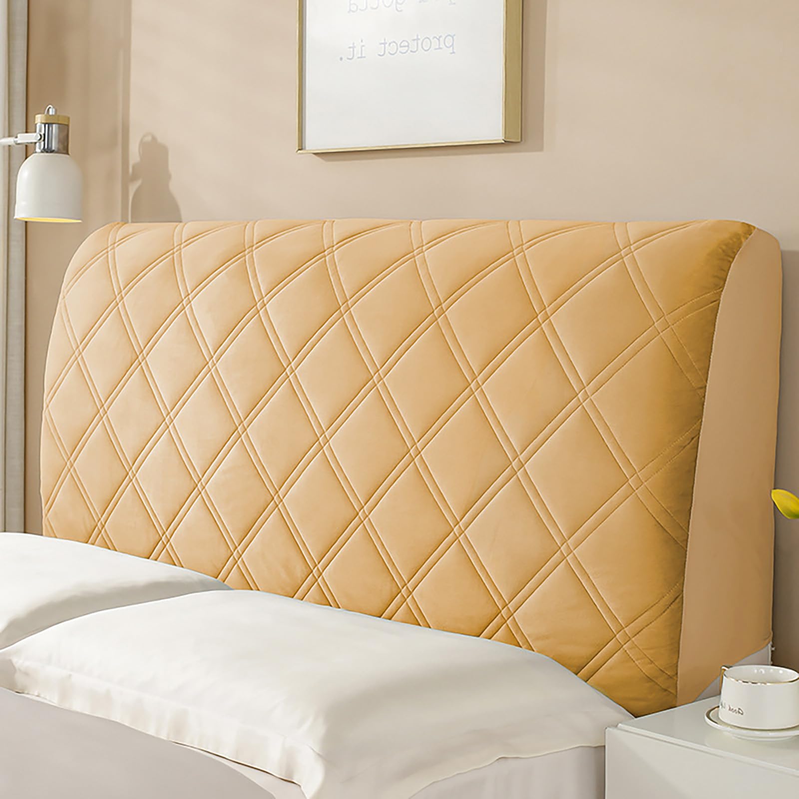 PRELGOSP Headboard Cover Dustproof Protector, Single/Double Bed Head Cover, All-Inclusive Stretch Headboard Slipcover for Bedroom Bed Head Decor,brown,180cm