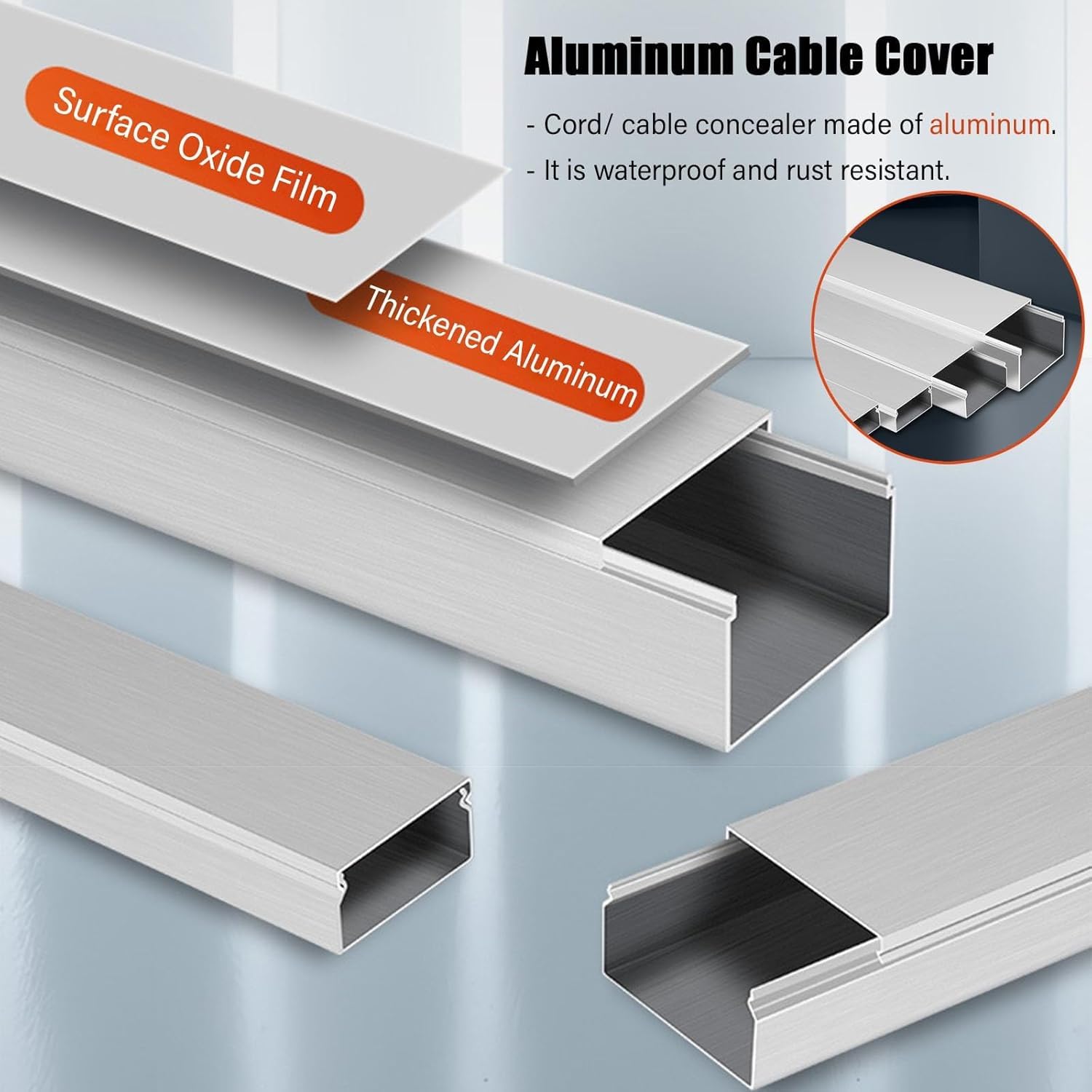Canaleta de cable impermeable para uso comercial y residencial, protector de cable de aleación de aluminio con diseño ranurado, longitud, cubierta de alambre resistente