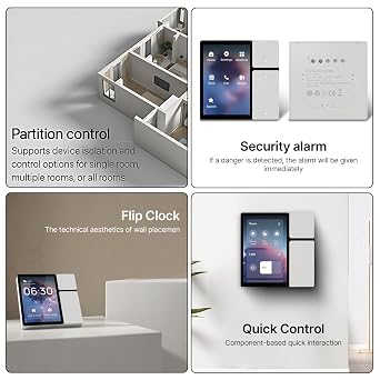 Smart Home Control Panel 3.5 Inch Touchscreen with Built in IR and Voice Assistant All in One App Control for Home and Office White 9x9x4.5cm