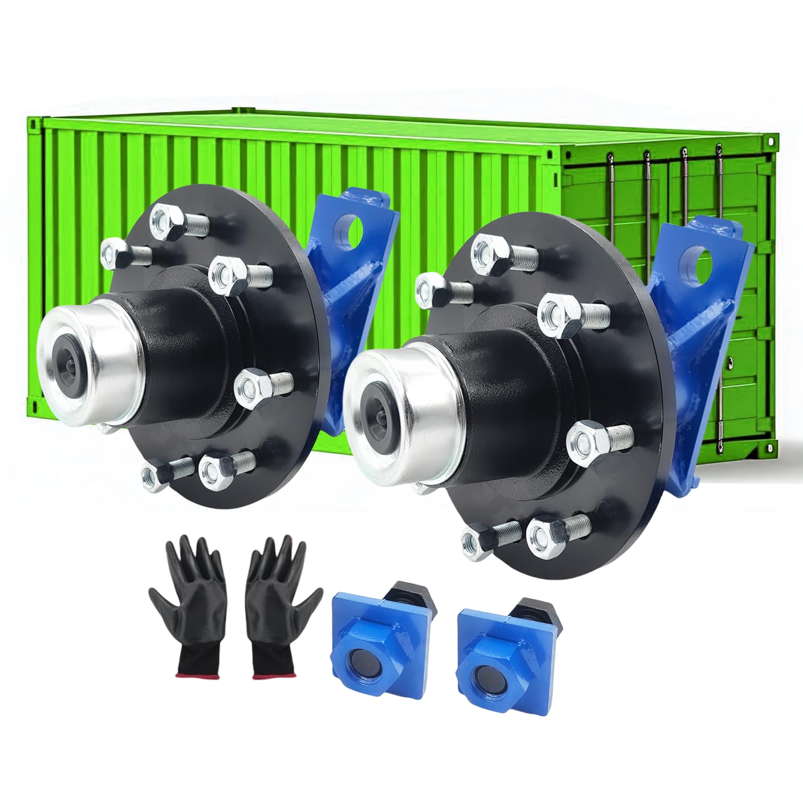2 Pack Shipping Container Wheels 8-Lug Wheels Kit, Heavy-Duty Shipping Container Axles, Moves up to 40ft Shipping Containers, Extra Thick Plate 8