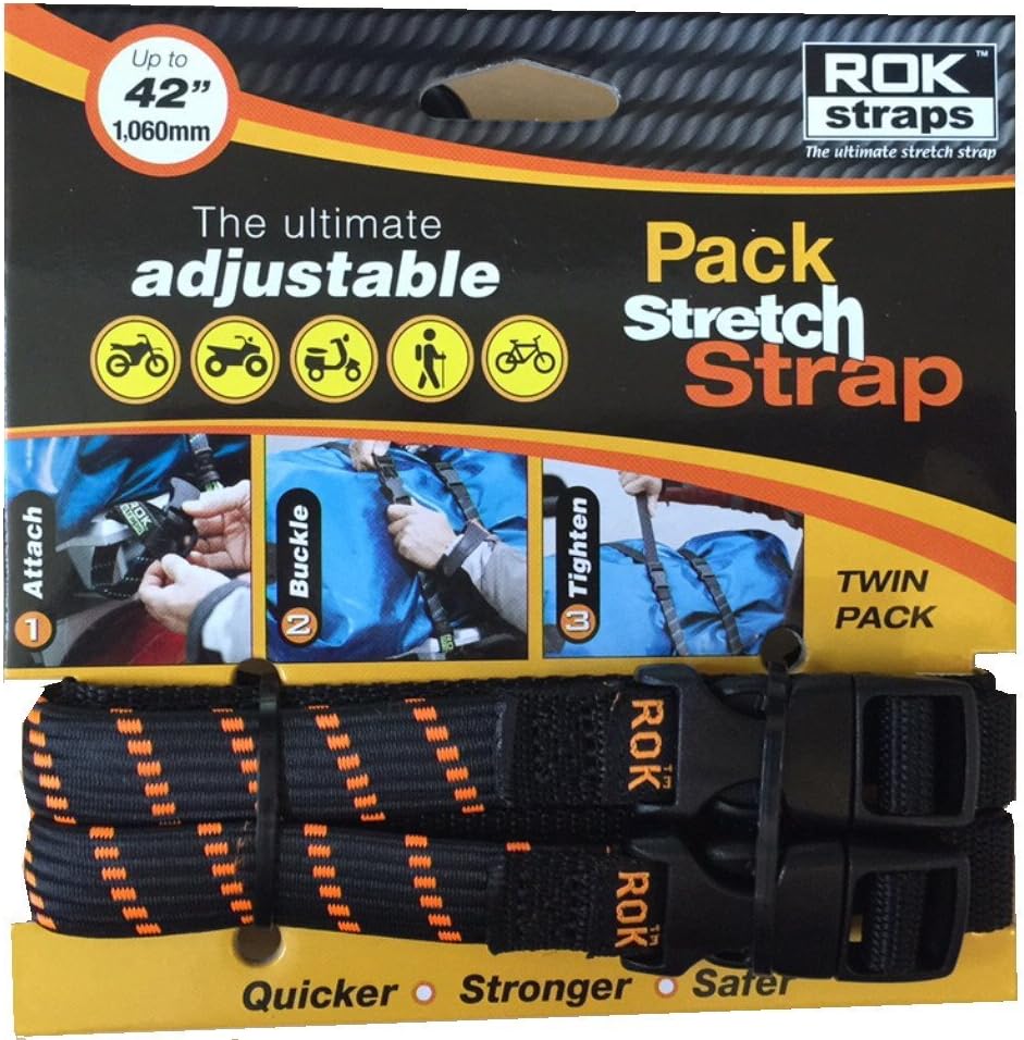 ROK Straps ROK-10306 Black/Orange 12" - 42" Pack Adjustable Stretch Strap