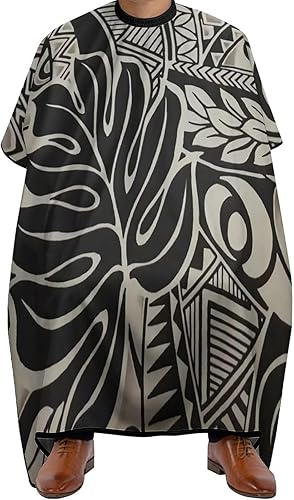 Capa de peluquería de tela hawaiana de tatuaje polinesio, delantal de peluquero grande, unisex, resistente al agua, capa de salón