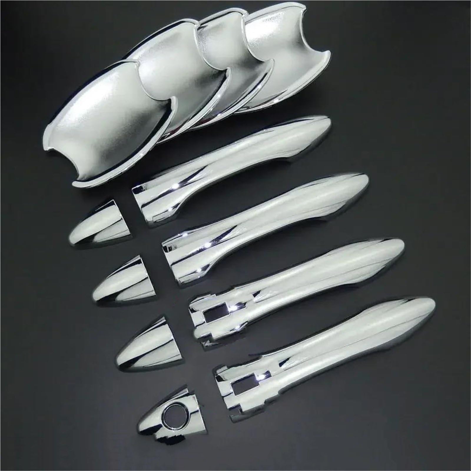HJKDSZ Car Door Protection for Hyundai for Tucson Ix35 2010-2015 Car Styling Chrome Side Door Handle Cover Trim & Door Bowl Cover(Style 3)