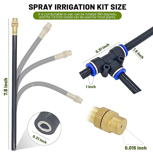 Miniatura 6 de Sistema de riego por goteo ajustable de 360, sistema de riego de jardín de 30 pies con 10 boquillas, sistema de riego de jardín, accesorios de