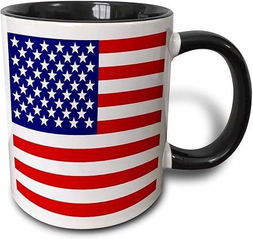 Miniatura 4 de 3dRose Bandera Americana EE. UU. Stars and Stripes rojo, blanco y azul patrióticos 4th de julio de América Patriot Dos Tono Negro Taza de desayuno,