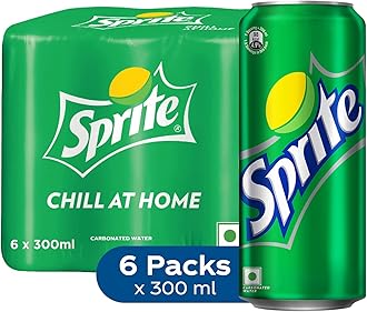 Sprite Lemon-Lime Flavoured Cold Drink | Refreshing Taste | Clear Soft Drink with No Added Colours | Recyclable Can, 300 ml (Pack of 6)