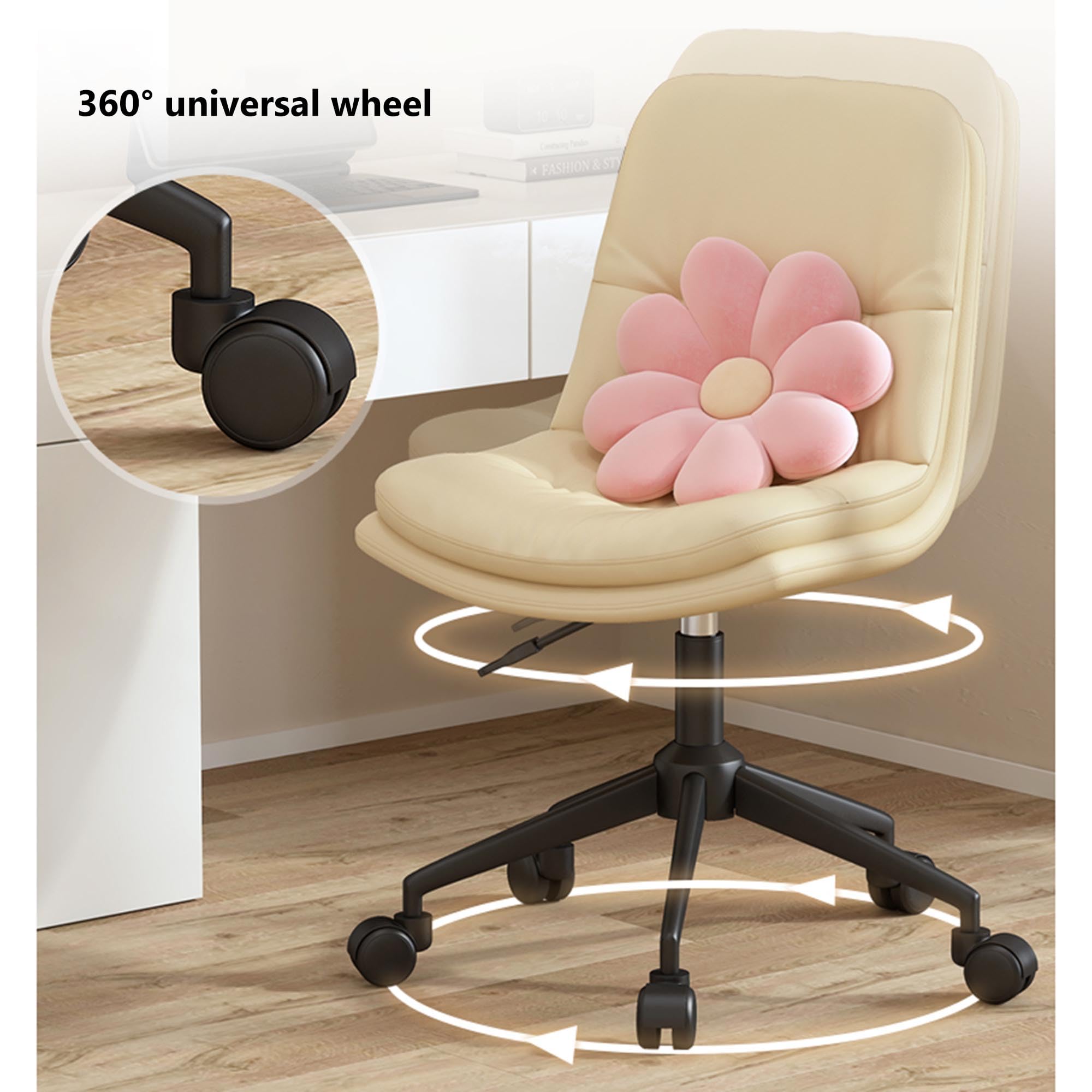 Sedia Da Ufficio Per Sedia A Rotelle Senza Braccioli, Comoda Sedia Per Computer Con Gambe Incrociate Regolabili In Altezza Per Soggiorno Sedia Con Accento Vanity 84153201