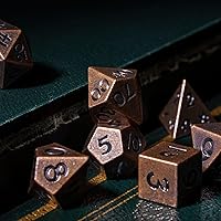 Vista 4 de UDIXI - Juego de dados de 12mm Mini DND, juego de 7 dados de metal poliédricos D&D para juegos de rol (Cobre)