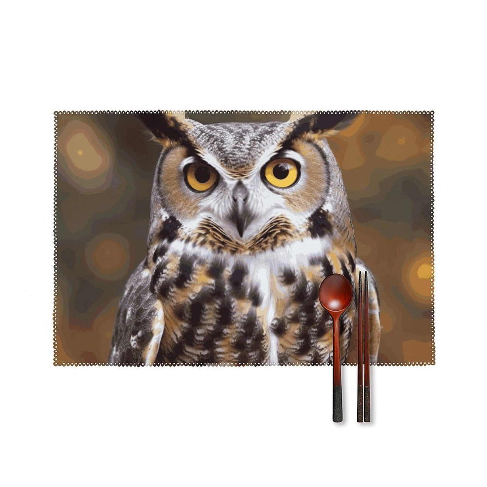 Owl Birds Placemats Washable Not Fade Placemats Practical Heat Resistant Place Mats for Outdoor Patio Table Mats Kitchen Dining Party Decoration